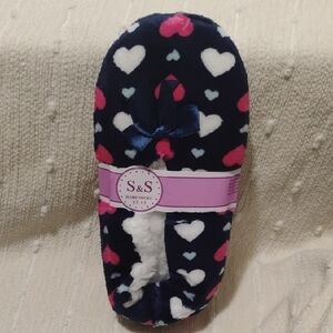 Women's Heart Slippers - Navy and Pink
